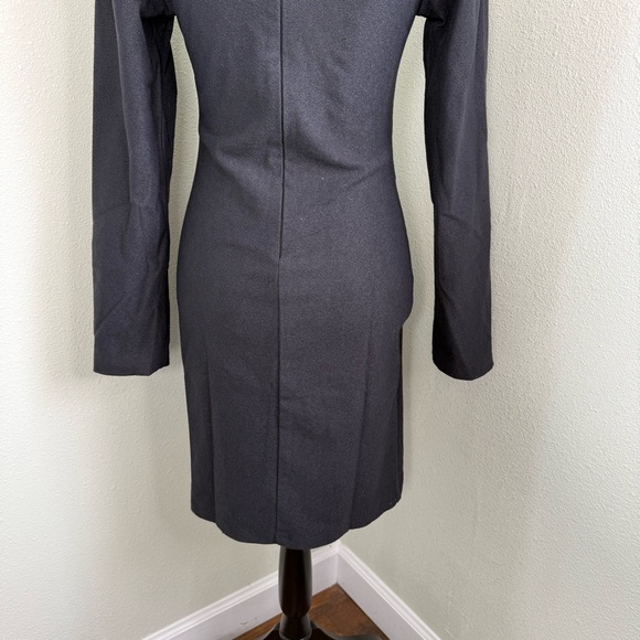 Vintage Adolfo Sanchez Black Wool Mesh Cut-Out Dress Size 4 - Picture 8 of 12